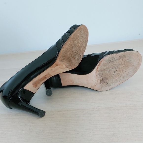 STUART WEITZMAN Bandaritz black patent leather peep toe heels - Picture 8 of 11